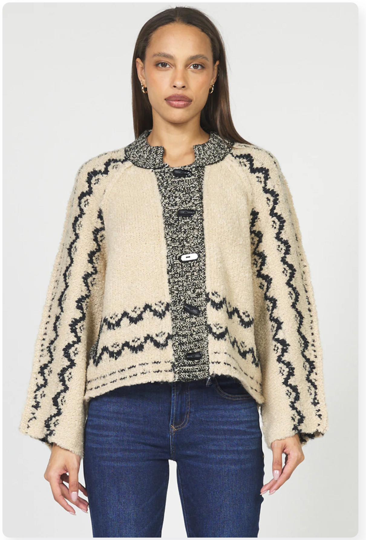 black and cream sweater