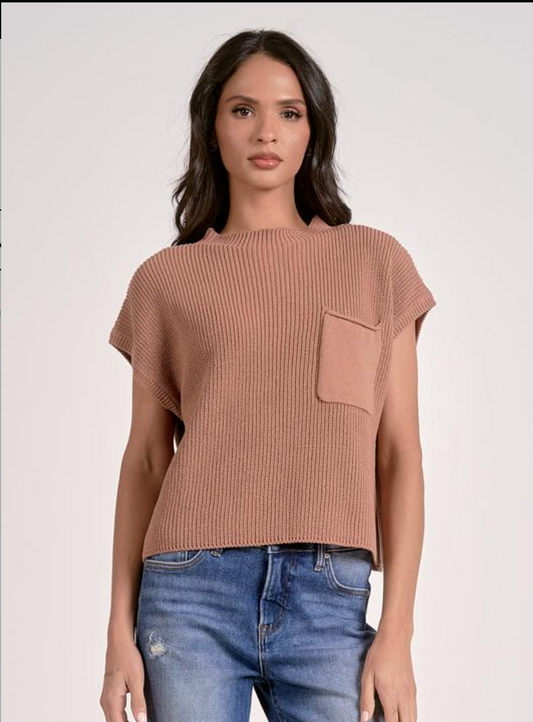 Sweater Cap Slv Crew Neck Pocket