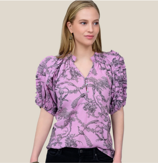 IJ TOP TOILE RUFFLE SLEEVE
