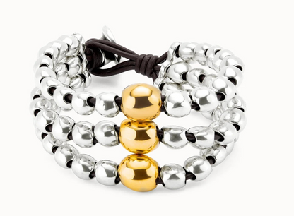 gold and silver beaded bracelet 
