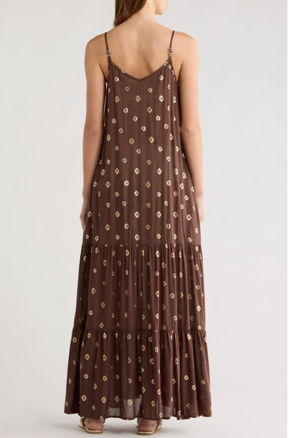 Elan Dress Maxi Tiered Spaghetti Straps