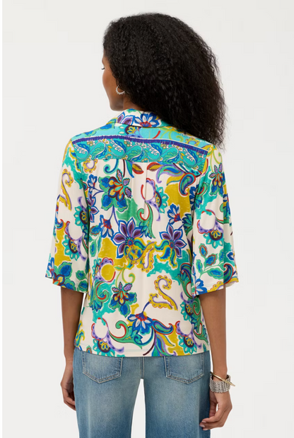 Johnny Was TOP JANIE FAVORITE KIMONO SLEEVE BUTTON