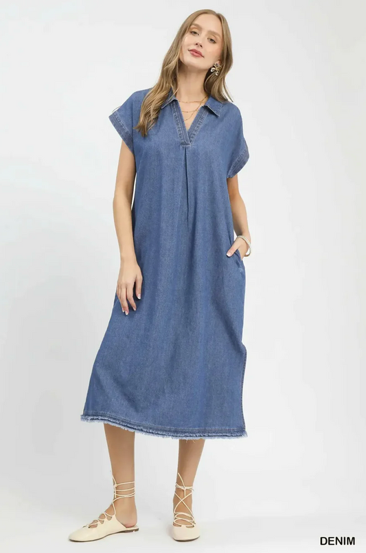 denim midi dress