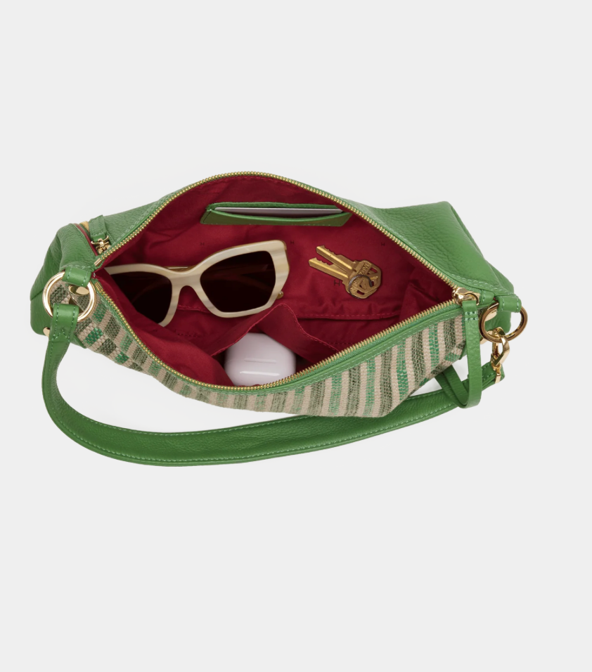 Hammitt KYLE MED PICKLE STRIPE / GOLD Shoulder Bag Leather