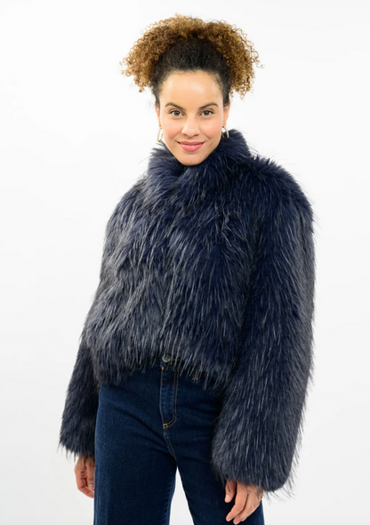 Ivy Jane JACKET ROCK STAR FAUX FUR NAVY