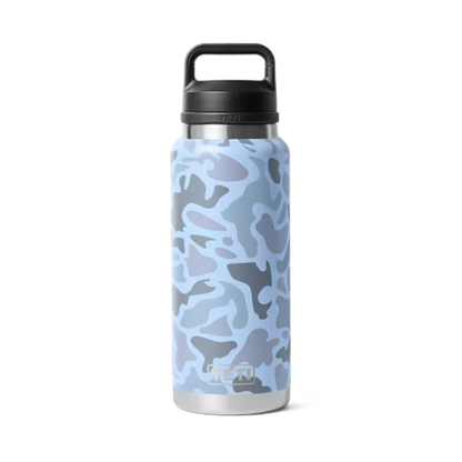 Yeti Rambler Water Bottle Blue Camo WITH CHUG CAP