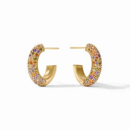 Julie Vos Stardust Hoop Earring Multi Stone Gold (3 Sizes)
