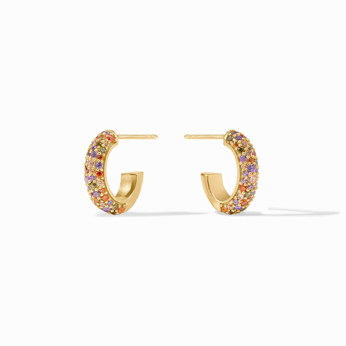 Julie Vos Stardust Hoop Earring Multi Stone Gold (3 Sizes)