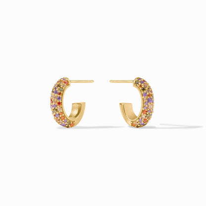 Julie Vos Stardust Hoop Earring Multi Stone Gold (3 Sizes)