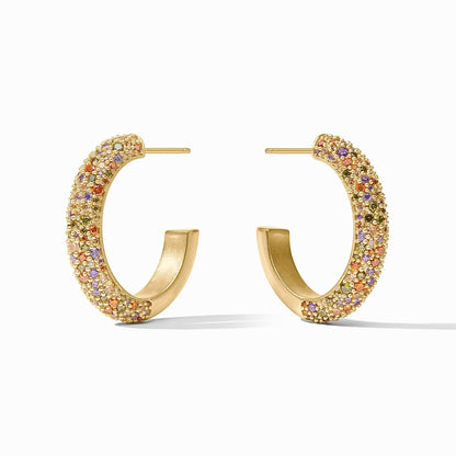Julie Vos Stardust Hoop Earring Multi Stone Gold (3 Sizes)