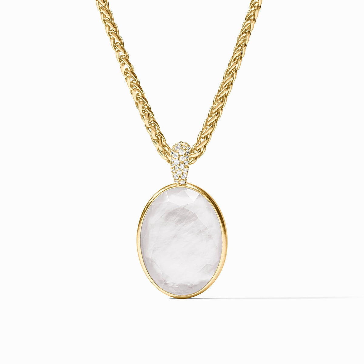 Julie Vos Stardust Statement Necklace Iridescent Clear Crystal Gold OS