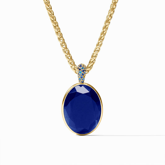 Julie Vos Stardust Statement Necklace Iridescent Sapphire Blue Gold OS