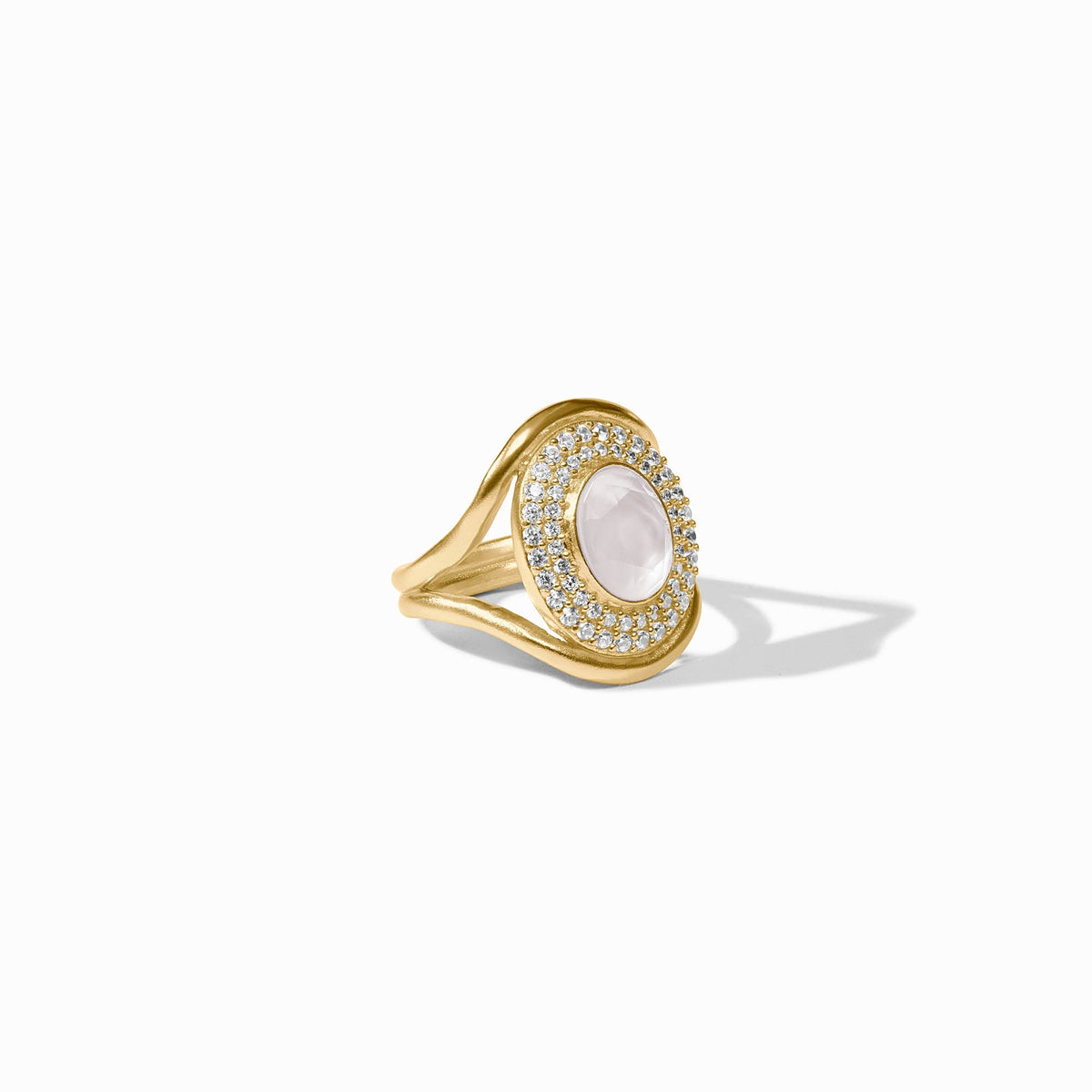 Julie Vos Stardust Statement Ring Gold Iridescent Clear Crystal