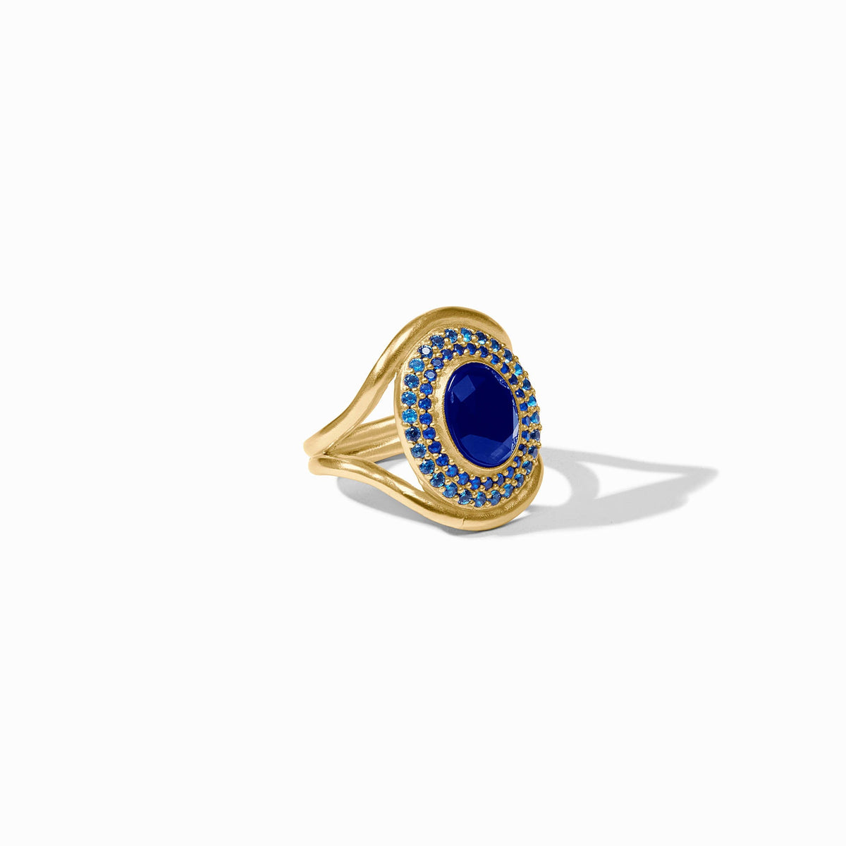 Julie Vos Stardust Statement Ring Gold  Iridescent Sapphire Blue