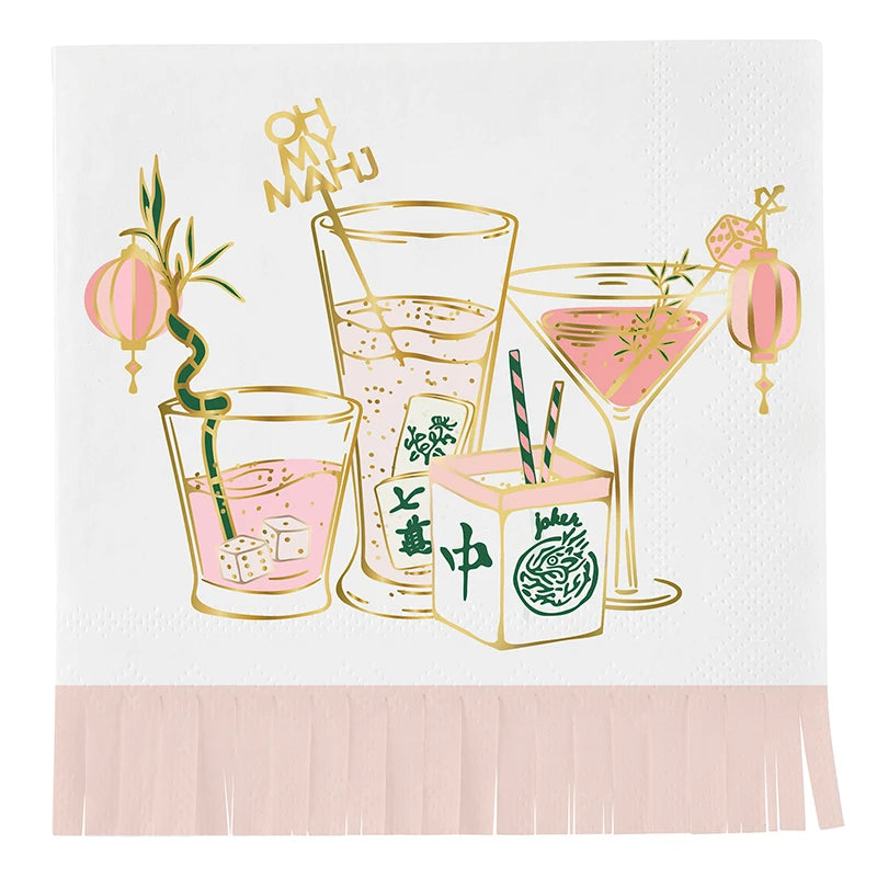 Napkins Mahjong Cocktail Fringed Paper