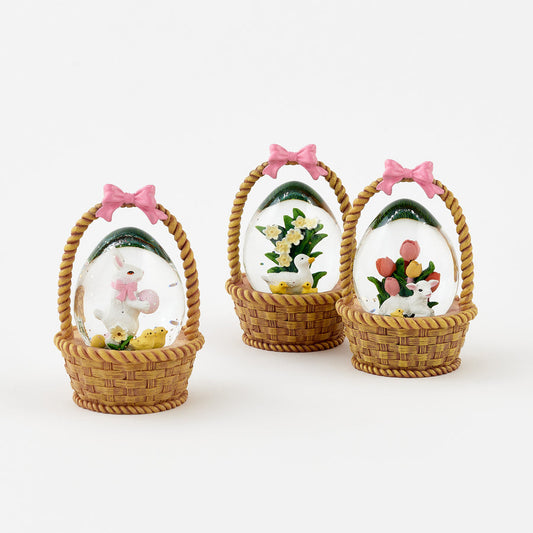 Water Globe Easter Bunny with Basket