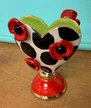 Vase Heart Poppy Studded