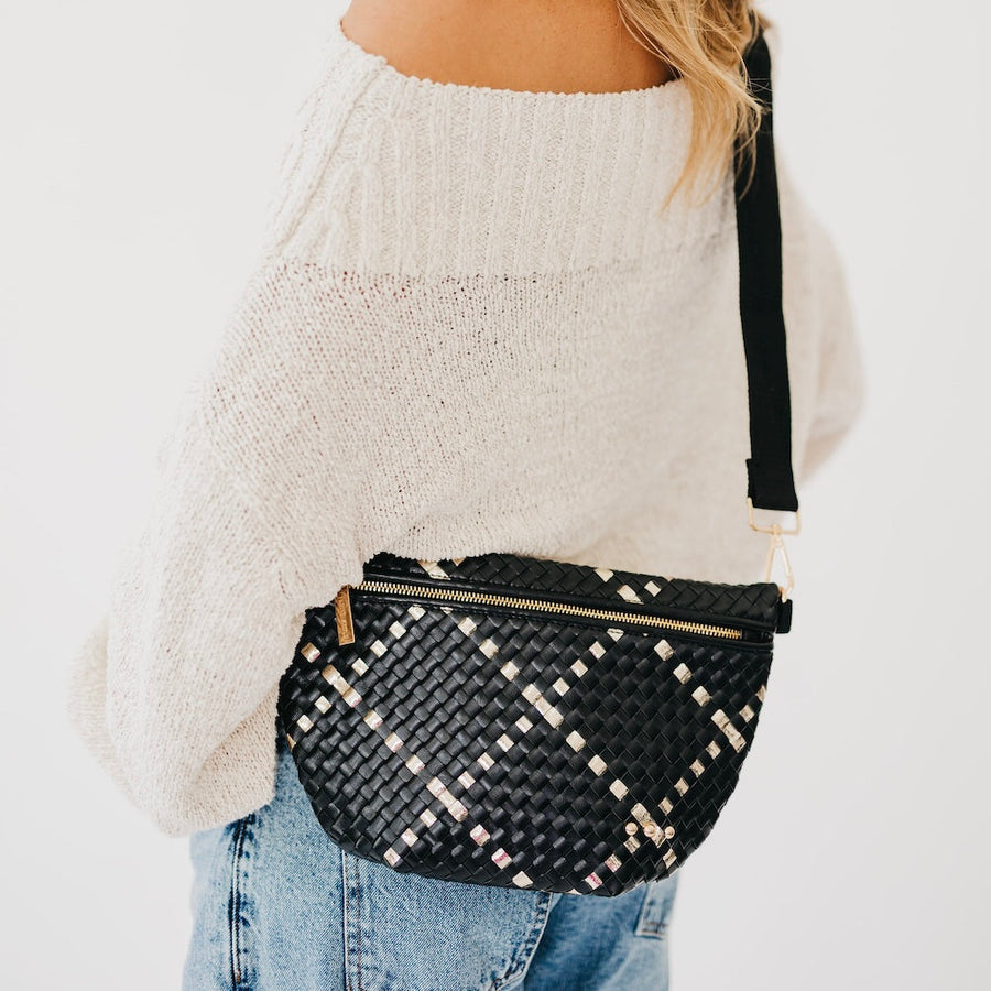 Bum Bag Gold Westlyn Metallic Diamond Black Woven