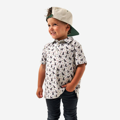 BURLEBO Youth Polo - Ducks and Dogs - Maroon Performance Shirt