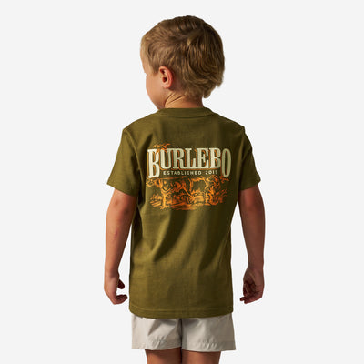 BURLEBO Youth Tee Hunting Dogs - Hunter Green Graphic Short Sleeve