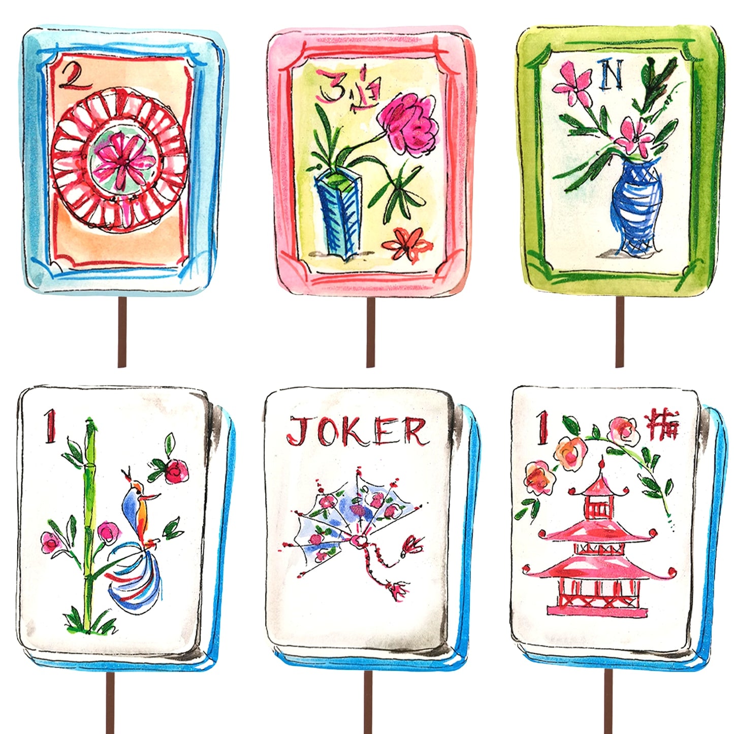 Round Top Stake Mahjong Tiles Beck Assorted