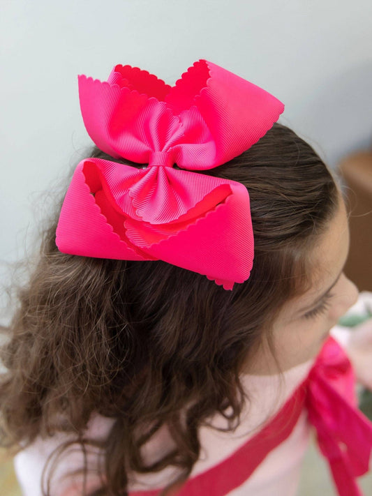 Bow Oversize Scalloped - Alligator Clip - 5.5"