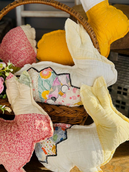 Easter Bunnies Vintage Fabric Upcycled Quilts