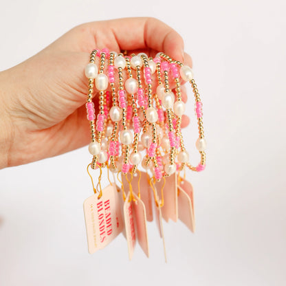 Poppi Bracelet Hot Pink Pearl