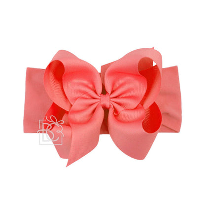 Hair Bow WIDE PANTYHOSE HEADBAND W/CLASSIC GROSGRAIN