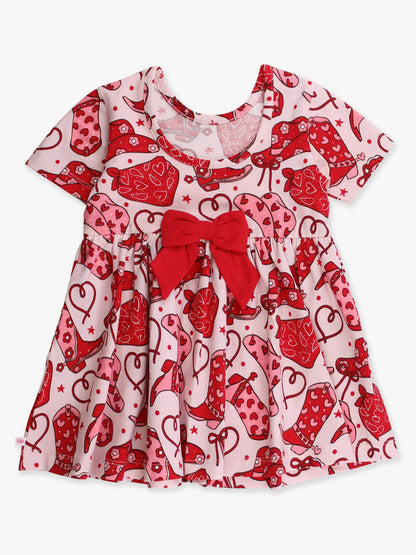 Dress Lasso Love Short Sleeve Knit Twirl Girls