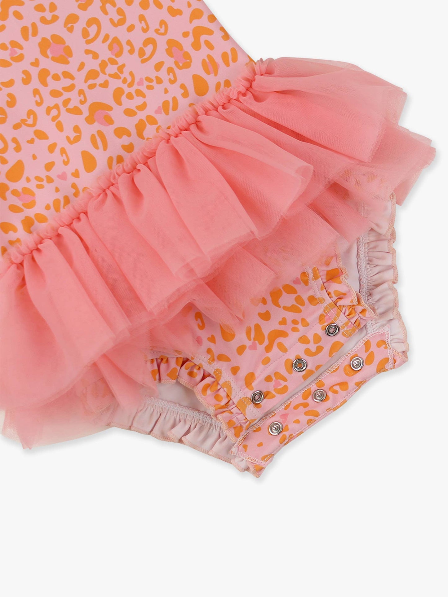 Swimsuit Pink Leopard Tulle Skirted One Piece Rash Guard Baby Girls
