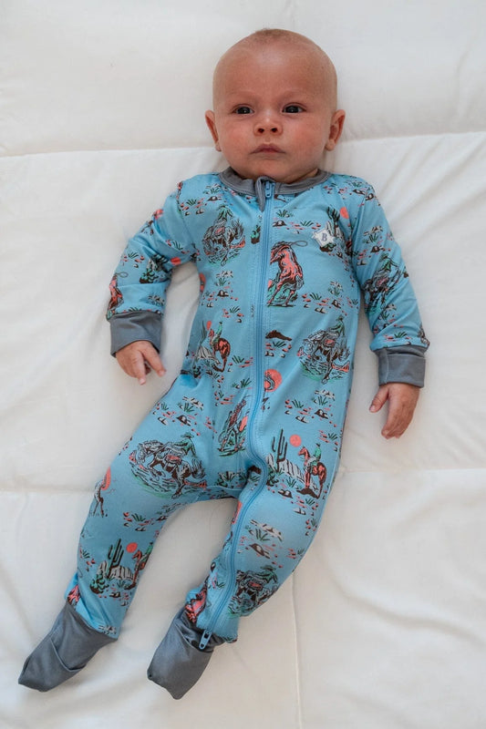 BURLEBO Baby Zip Up COWBOY UP BLUE