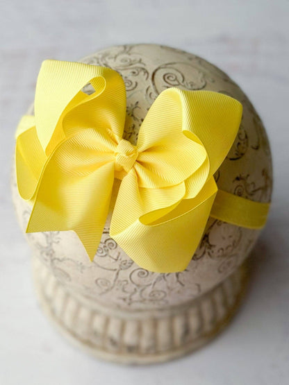 Hair Bow Classic Grosgrain - Satin Headband - 4.5"