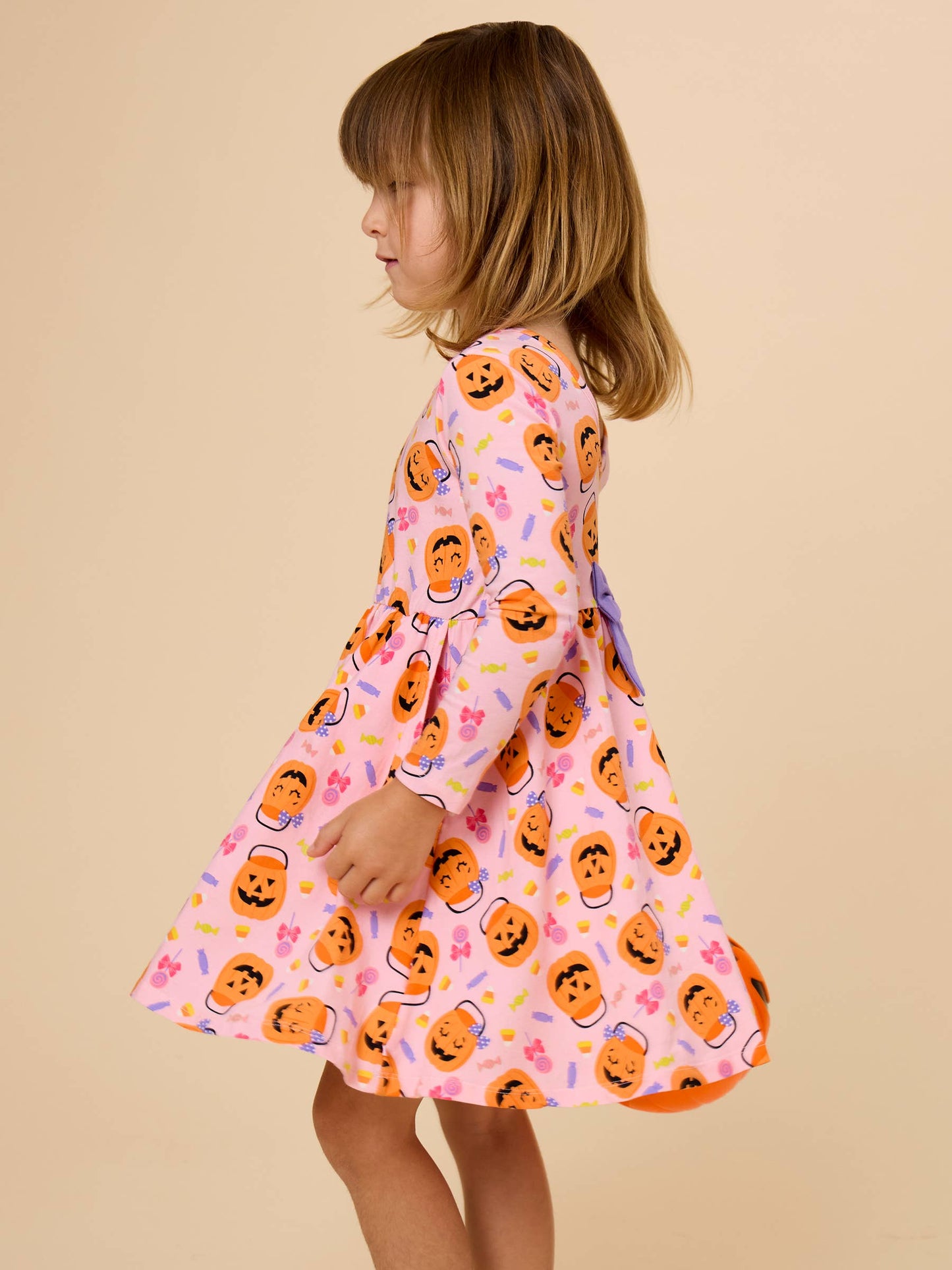Dress Pumpkin Boo Crew Knit Long Sleeve Twirl Girls