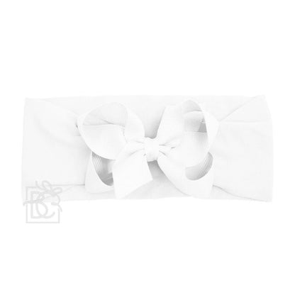 Hair Bow WIDE PANTYHOSE HEADBAND W/CLASSIC GROSGRAIN