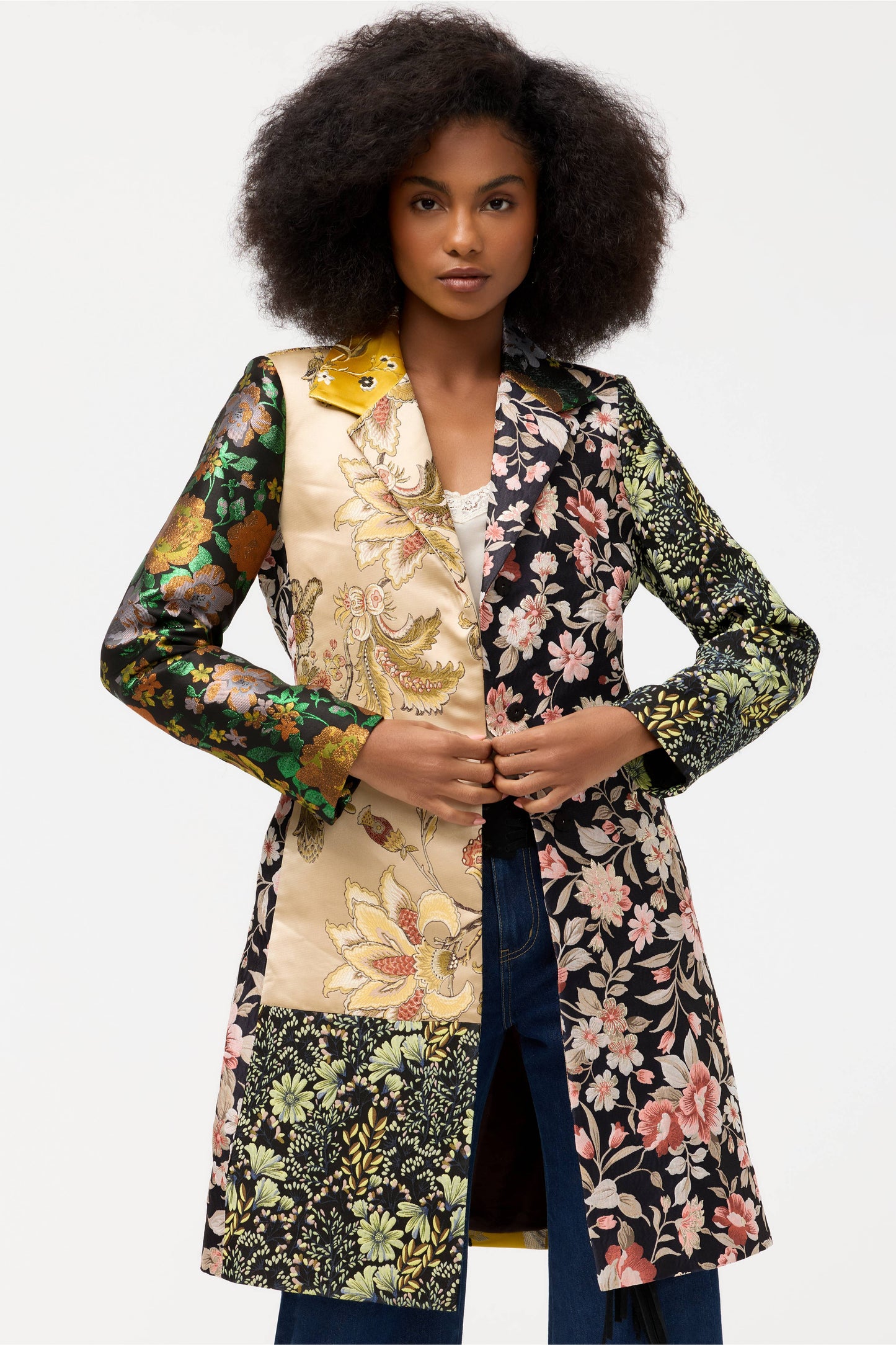 patchwork floral long jacket 