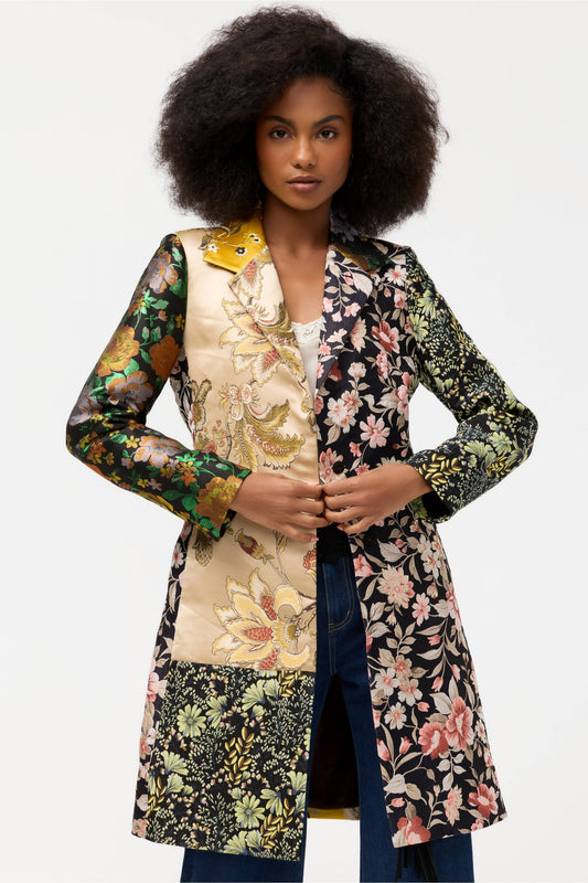 patchwork floral long jacket 