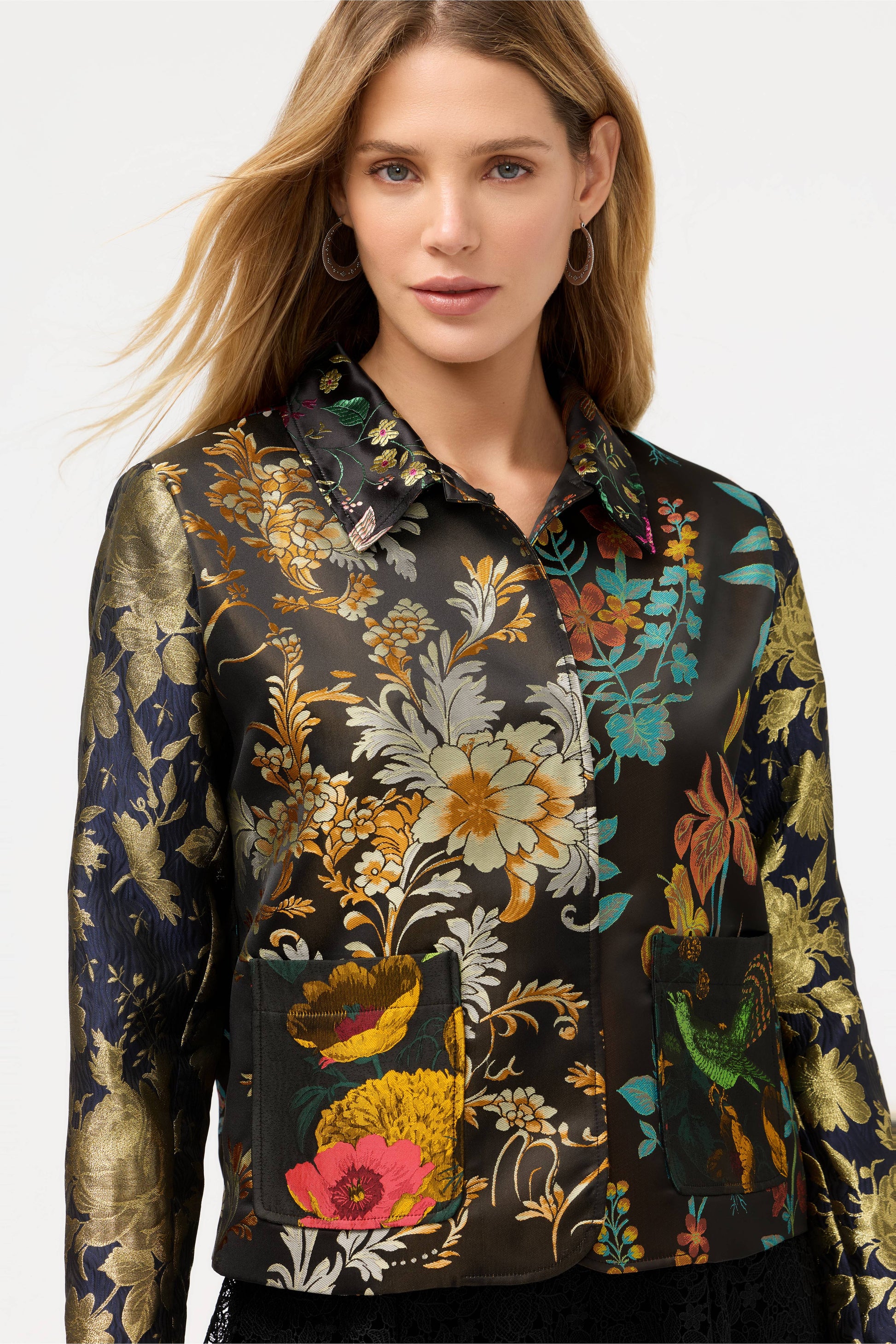 black floral printed Johnny Was Jacket