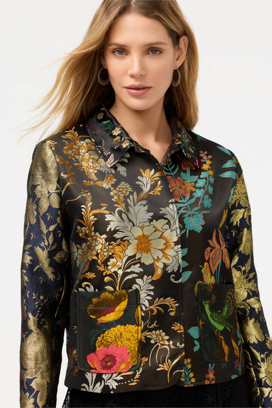 black floral printed Johnny Was Jacket