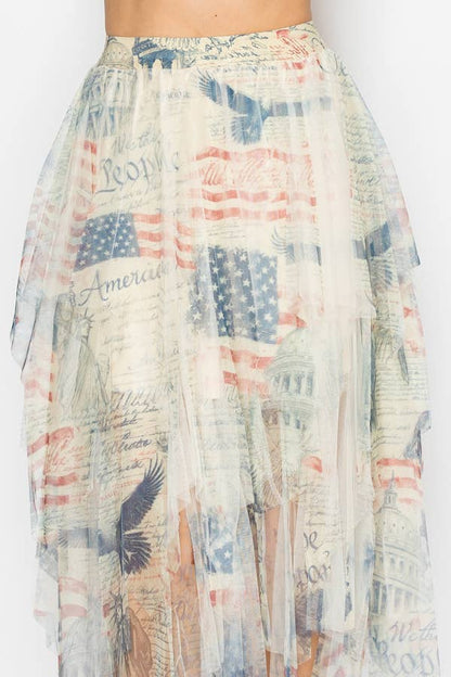 Skirt Dreamy Tiered Tulle Midi w/ Floaty Hem
