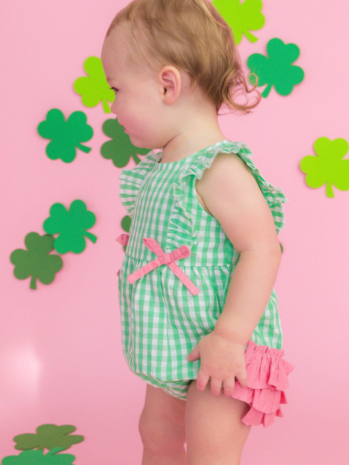 Romper Spring Bud Gingham Classic Ruffle Bubble Baby Girls