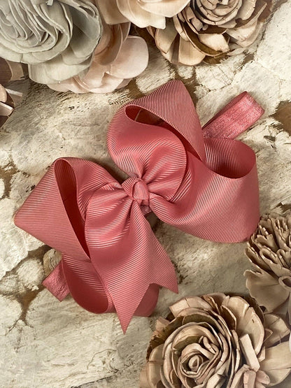 Hair Bow Classic Grosgrain - Satin Headband - 4.5"