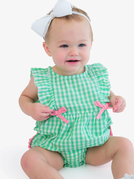 Romper Spring Bud Gingham Classic Ruffle Bubble Baby Girls