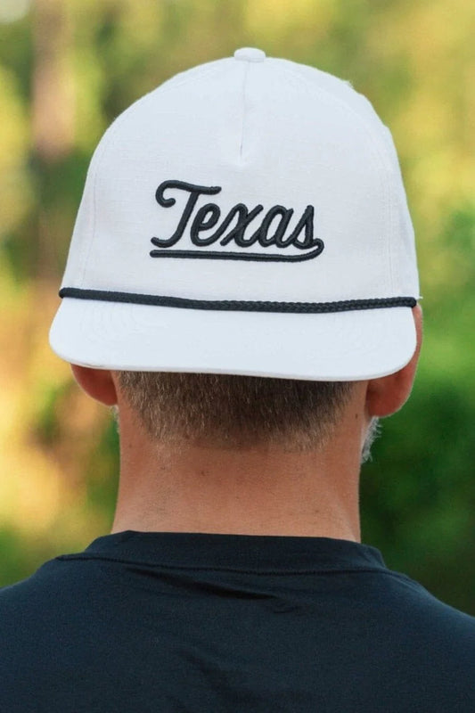 white Texas BURLEBO Signature Hat 