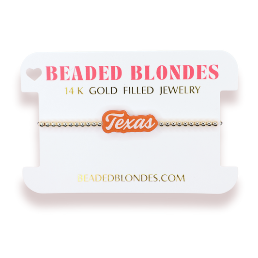 Texas Word Bracelet on Gold