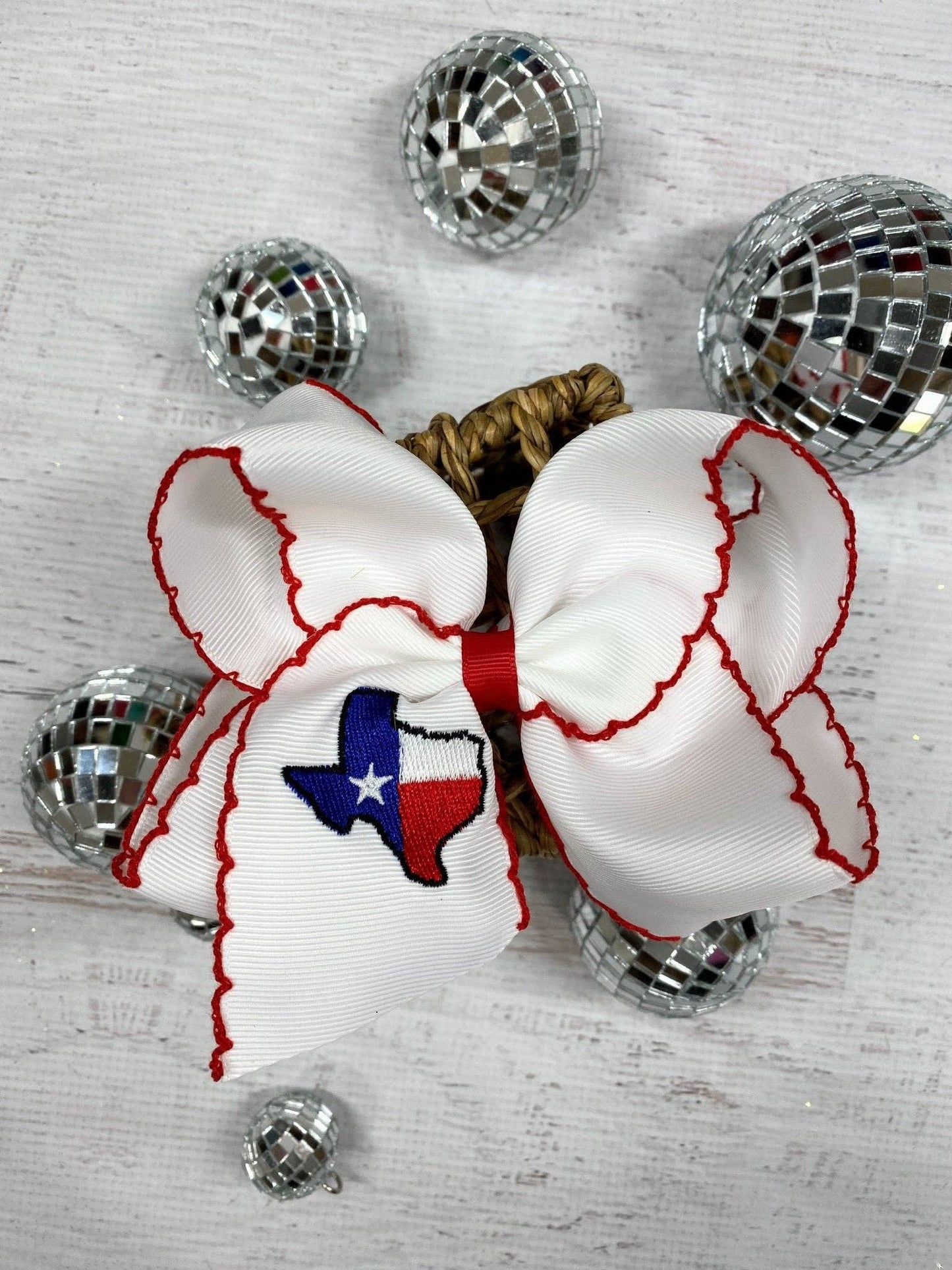 Hair Bow Texas Flag Moonstitch