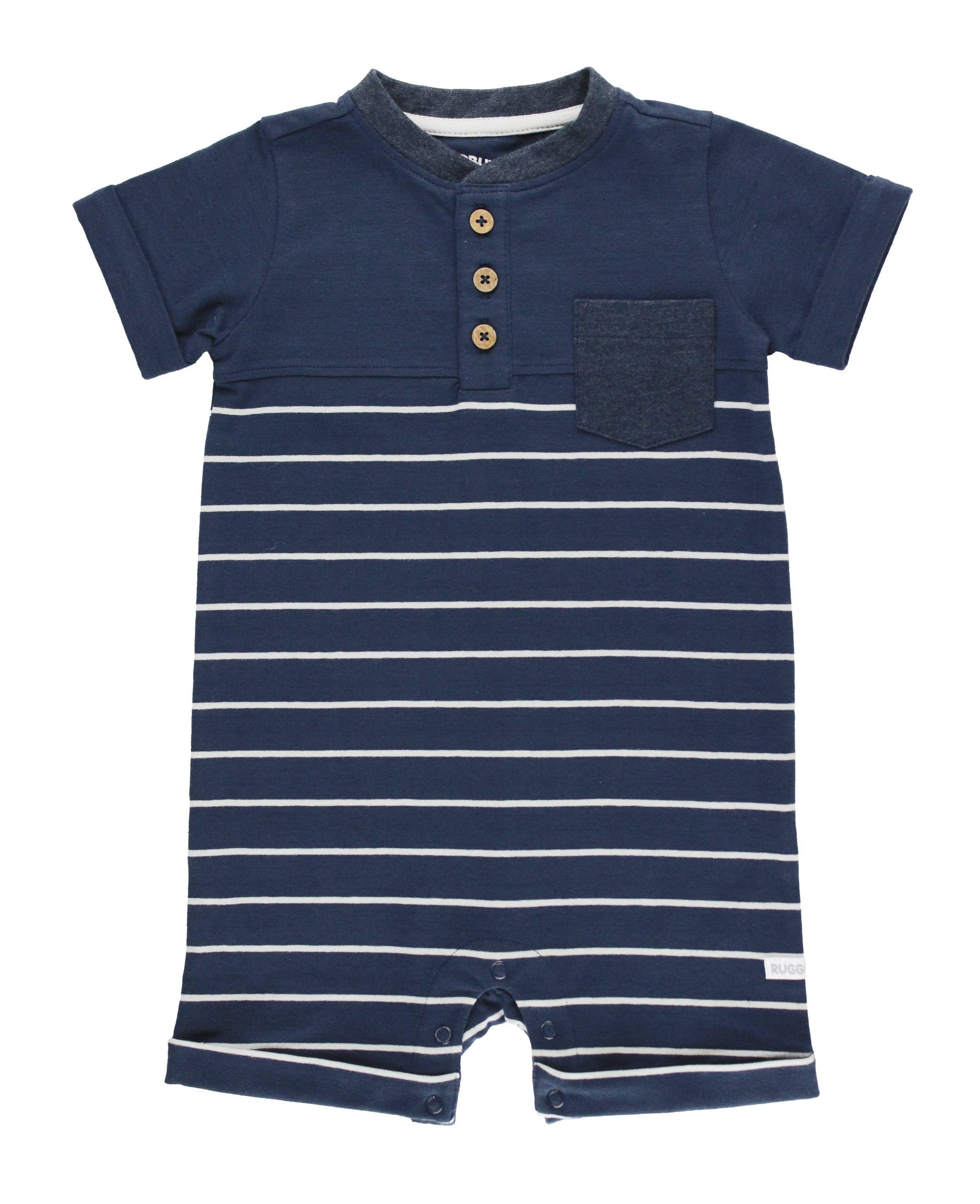 navy  boys romper with stripes 