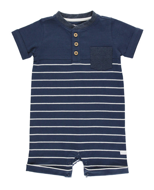 navy  boys romper with stripes 