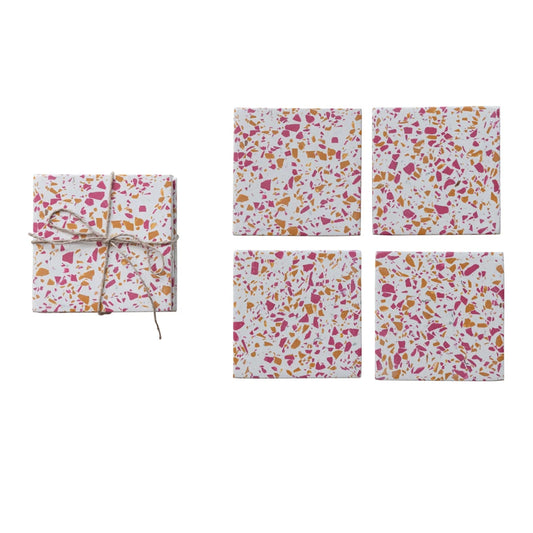 Coasters Terrazzo Set of 4 Tied with Jute