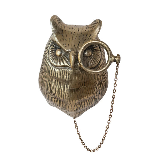 Wall Decor Owl Head with Monocle Antique Brass Finish (Copy)